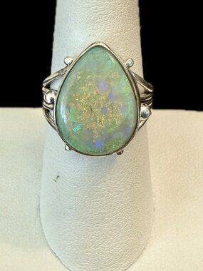 925 Pear Monarch Opal Statement Ring
